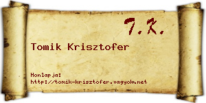 Tomik Krisztofer névjegykártya